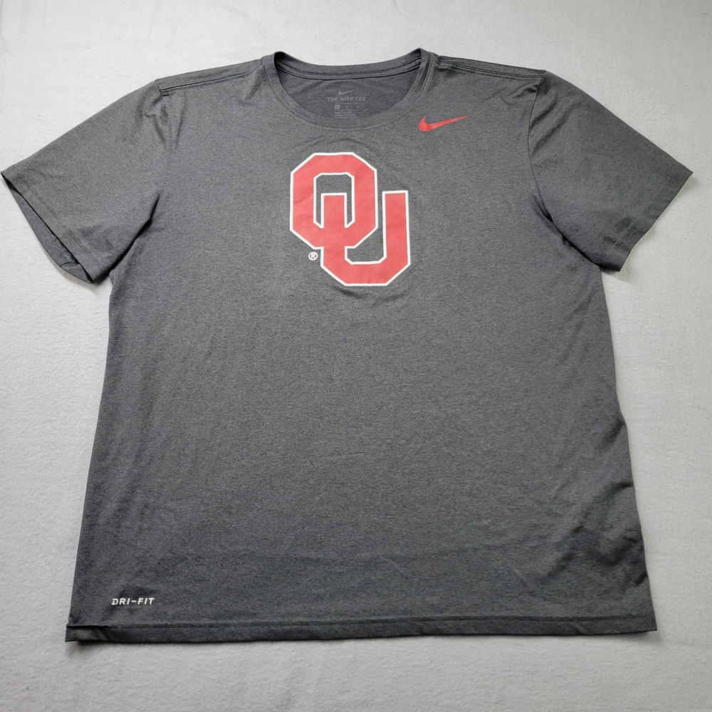 Nike Oklahoma Sooners Dri-FIT Shirt Mens L Gray OU Performance Tee Athletic Cut